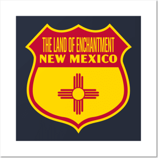 The Land of Enchantment New Mexico Retro Flag Shield (Red) Posters and Art